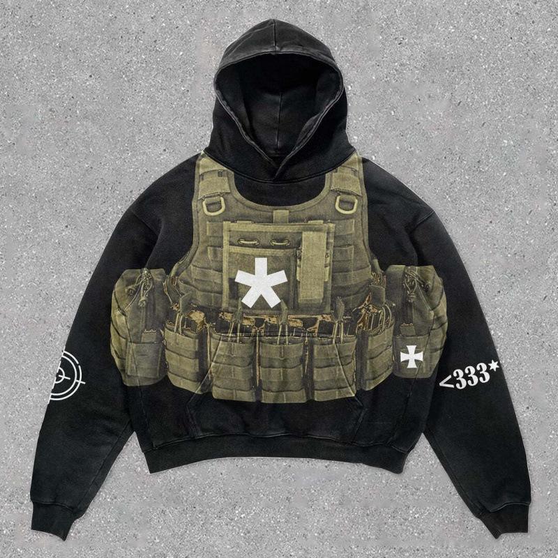 Spring and Autumn American Retro Skull Skull Skeleton Series 3D Digital Printing Trend Hoodie Sweater