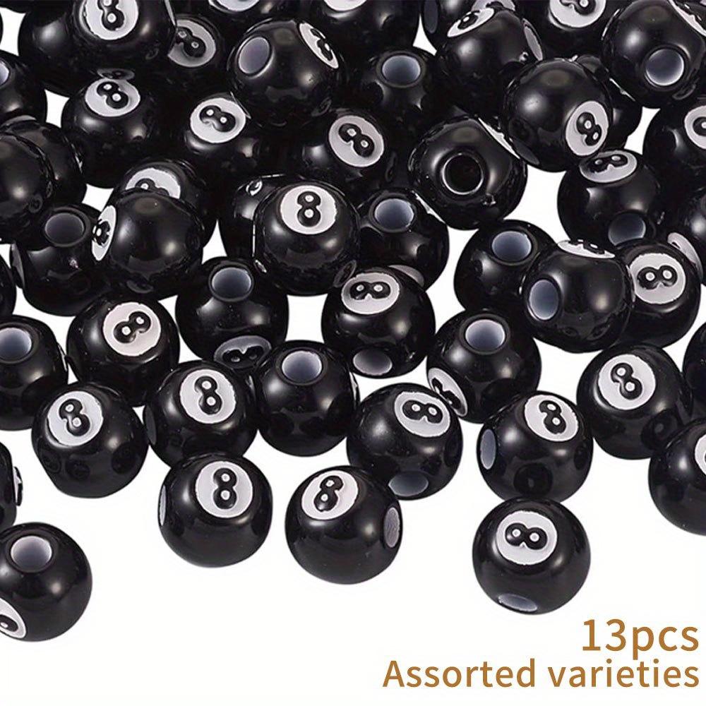 

13/26/46шт акрилові круглі намиста для більярду, чорні кулькові намистини у формі жувальної гумки, круглі намистини розміром 8, які використовуються для виготовлення домашніх ремесел своїми руками. 13pcs