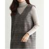 Damen Strickweste Kleid Baumwolle V-Ausschnitt Pullover Kariert Vintage Tanktop Ärmelloses Kleid mit Taschen