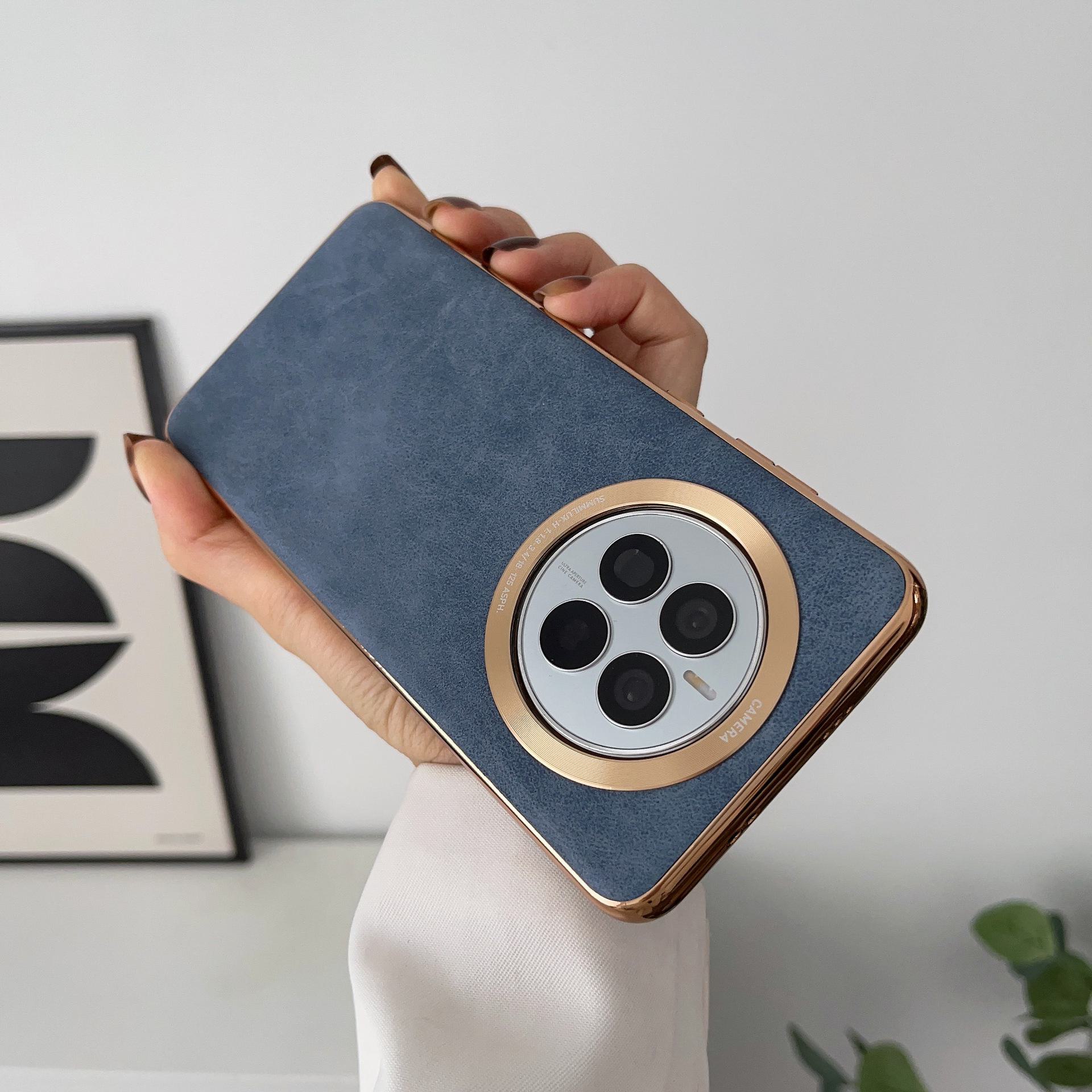 

Гальванічний чохол для мобільного телефону Huawei P60, Honor Magic5 Pro, Mate40 Pro - однотонний, металева лінза P50 Pro синій