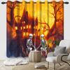Halloween Castle Blackout Curtains Horror Theme Halloween Eve Home Decor Window Grommet Curtains with Blackout Layer Set of 2