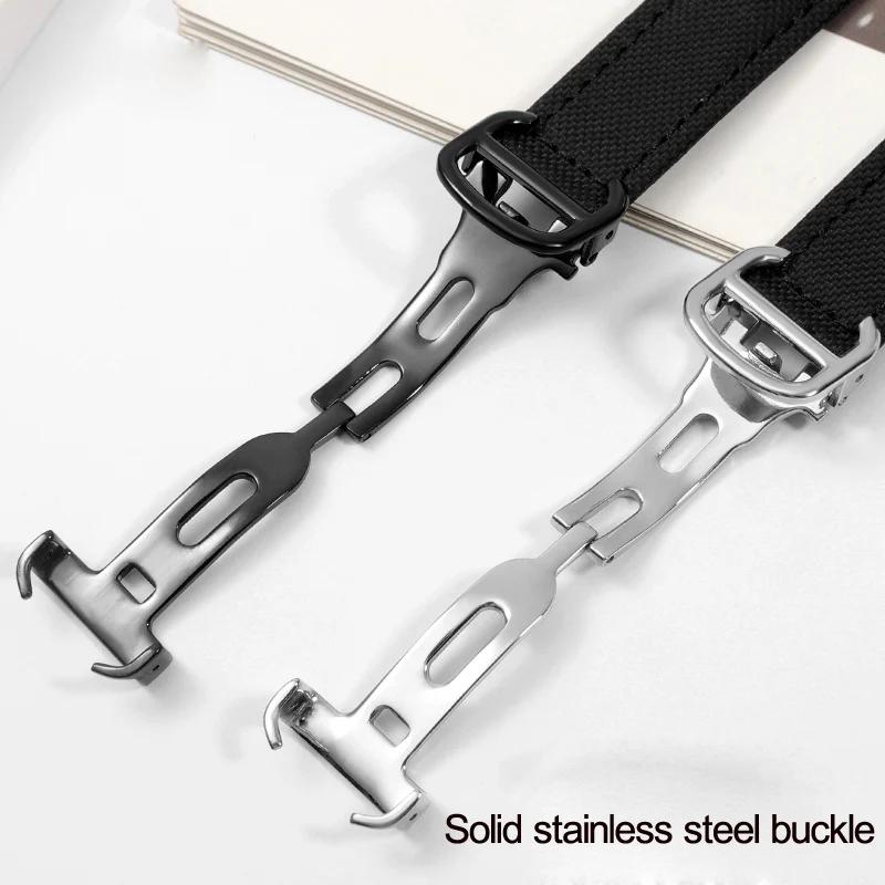 For Cartier Blue Balloon Nylon Canvas Belt Black Knight Watchband Convex Interface Men's Accessories Bracelet 20.12mm