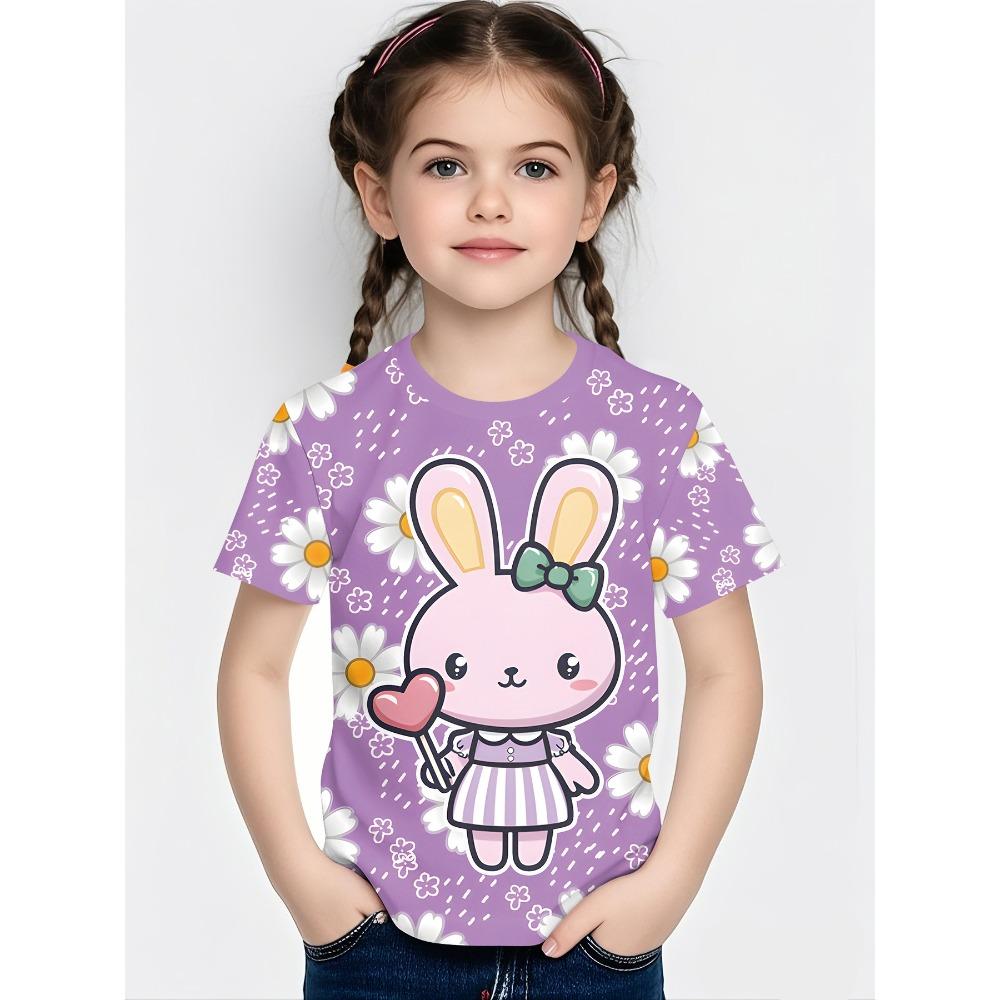 summer Fashionable Comfortable Soft Children's Top Cartoon Animal Series 3d Round Neck Short Sleeve Leisure versatile Children's T-shirt