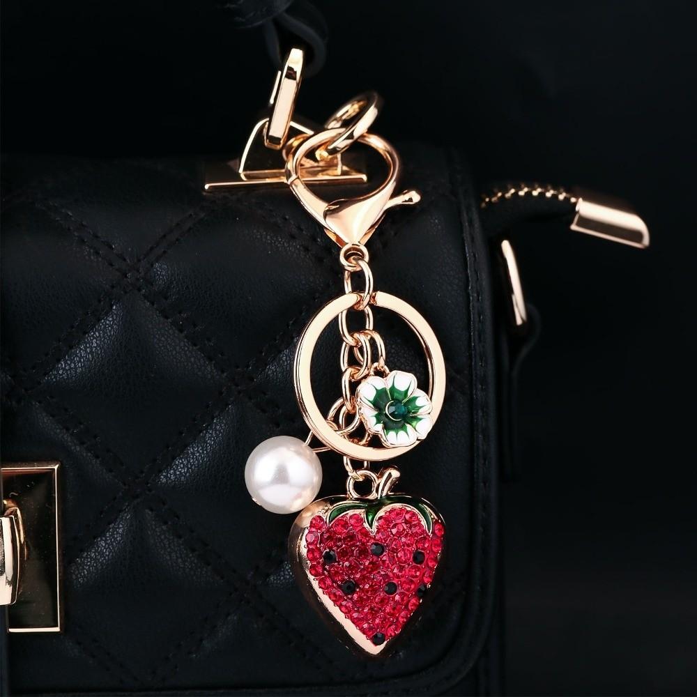 Cartoon Simulation Fruit Keychain Heart Shape Bag Charms Fruit Bag Pendant Keychain Bag Decoration