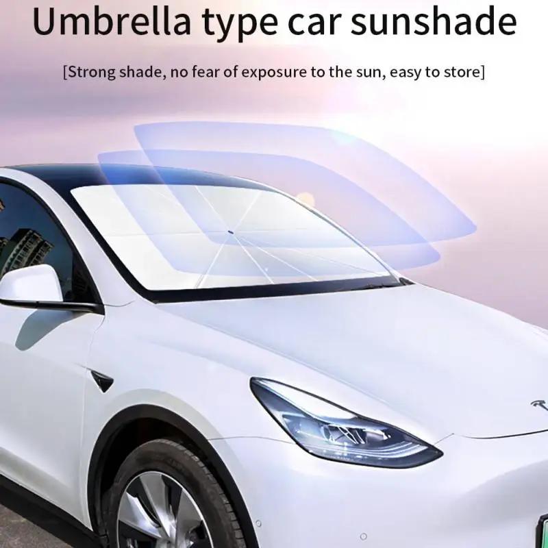 Car Windshield Sunscreen Umbrella UV Protection Sun Visor Protector Front Window Sun Shade Cover For Tesla Model 3/Y/X/S Series