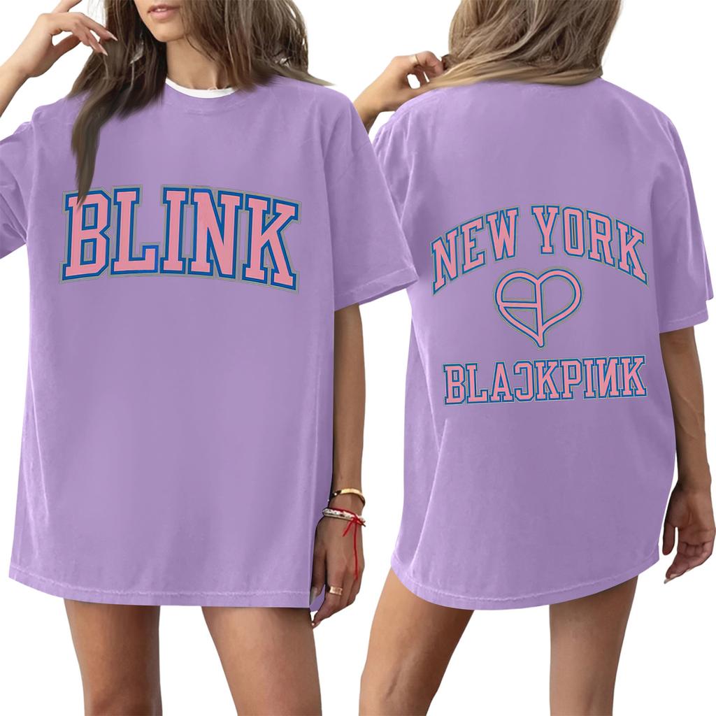 Damski T-shirt z krótkim rękawem i nadrukiem z okrągłym dekoltem