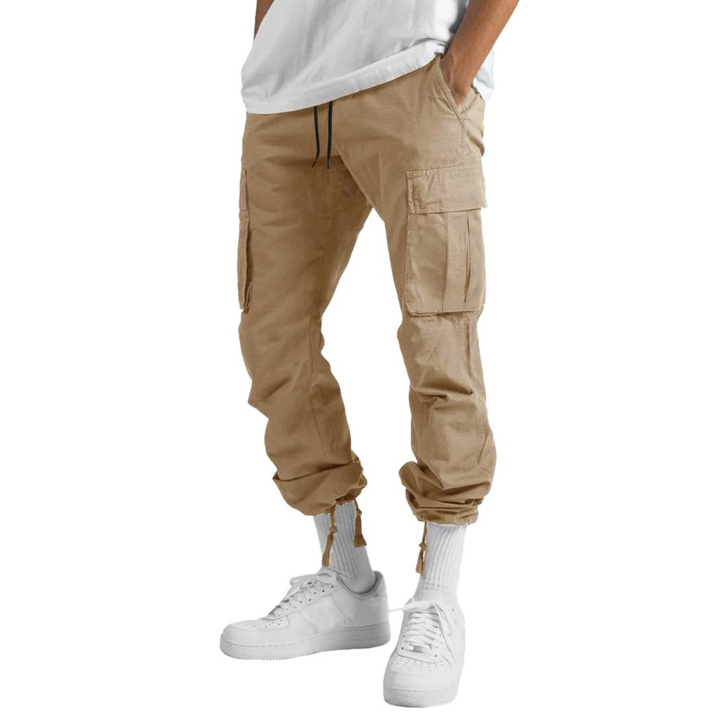 Pantaloni da Lavoro da Uomo con Coulisse e Tasche Multiple, Pantaloni Lunghi Casual