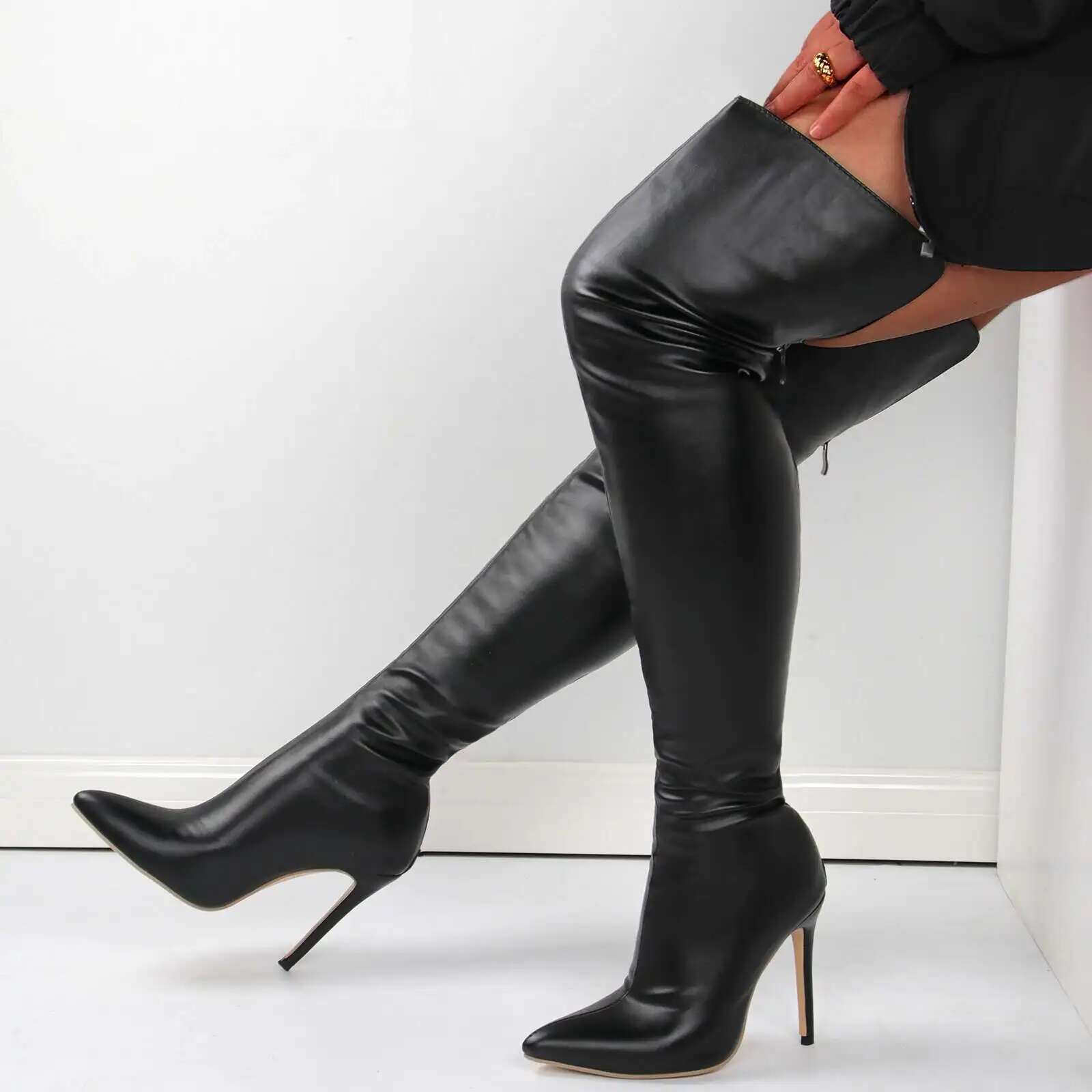 

Big Size 40-46 Women s Boots High Heel 11cm Over Knee Boots Back Zipper Fashion Personality Boots 34