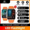 New Outdoor Smart Watch For Men Bluetooth Call 2.01'' HD Screen Sports Tracking Waterproof Health Smartwatch LED Flashlight