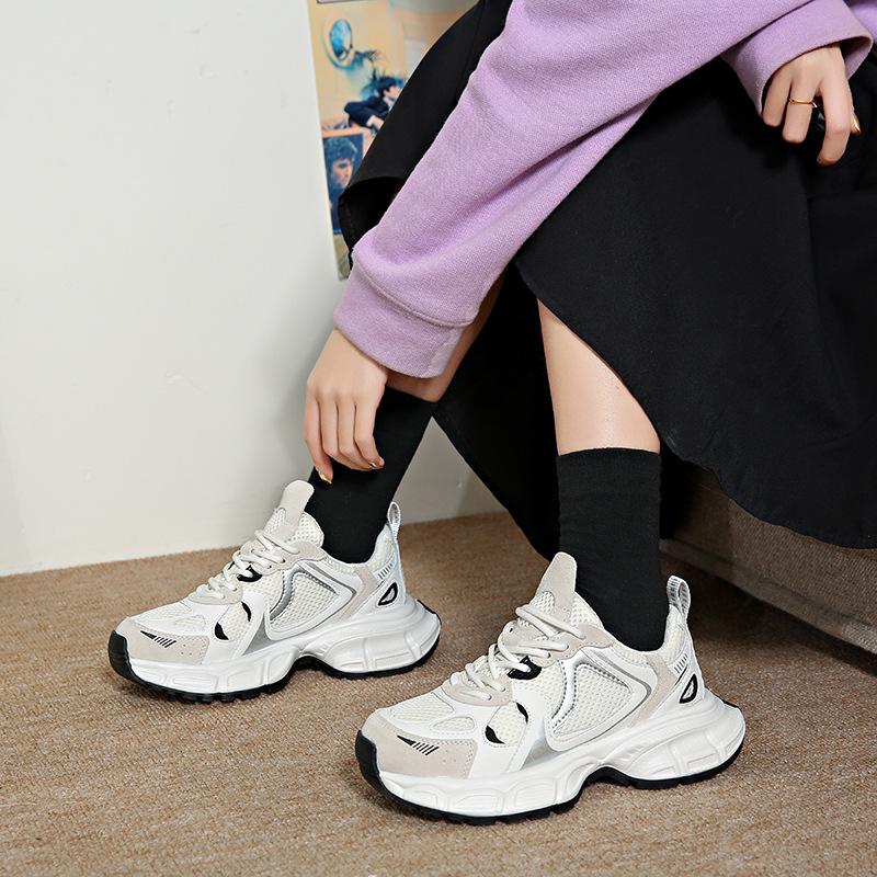 

Зима 2024 ретро кроссовки мода повседневная спортивная обувь дышащая универсальная обувь для папы женская 35 белый