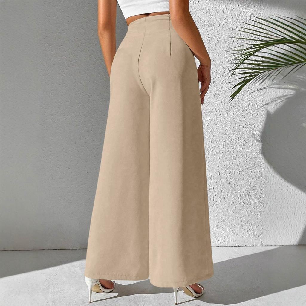 Women's Fashionable Casual Wide Leg Pants And High Waisted Pants