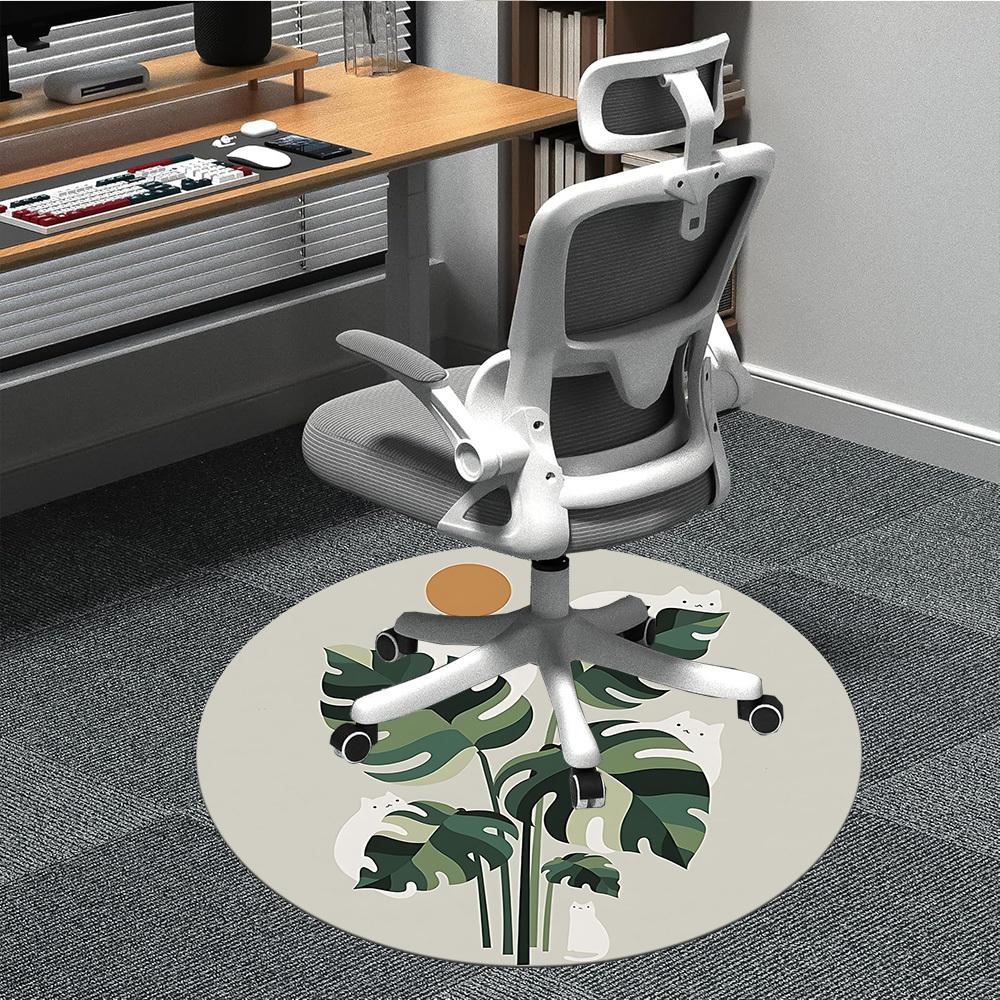 

1pc Cat Plant Office Round Area Rug, Under Office Chairs Bedroom Living Room Home Decor, Room Deco, Available in Various Sizes L1121098 80cm by 80cm