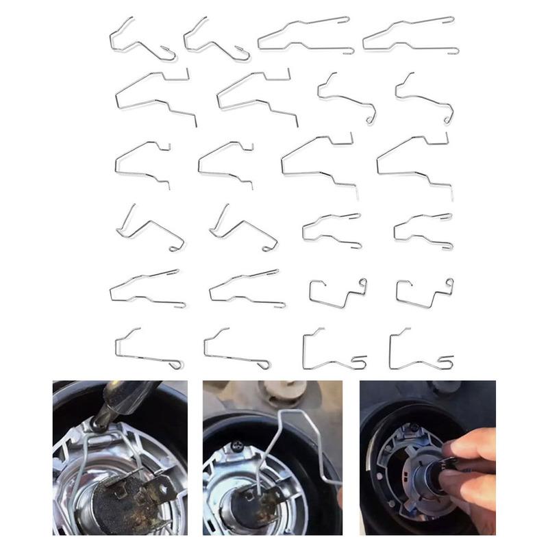 24pcs H1 H3 H4 H7 Headlight Bulb Spring Clips Headlight Bulb Retaining Clip Holder Headlamp Light Bulb Retainer Clips Buckles