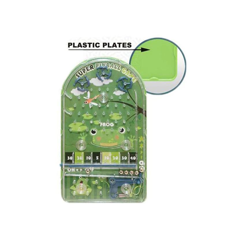 Mini Pinball Strategy Game Machine Cartoon Frog and Kitten Educational Toy for Kids Interactive Labyrinth Beads Party Fun