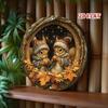 [Upgraded 2D Flat] 1pc Round Aluminum Sign Winter Squirrel Nut Rustic Metal Wall Art Home Decor 7.87x7.87 Inch
