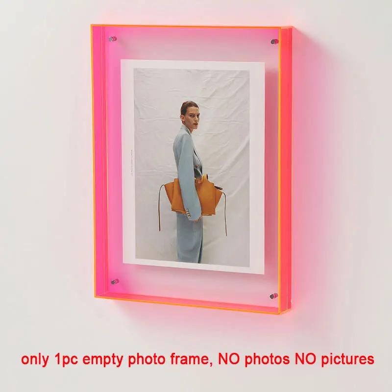 Acrylic Photo Frame Box Transparent Photocard Holder Interior Frame Picture Display Stand Office Home Desktop Wall Decoration