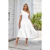 Summer Women's Dress One Shoulder Drawstring Layered Hem Split Dresses