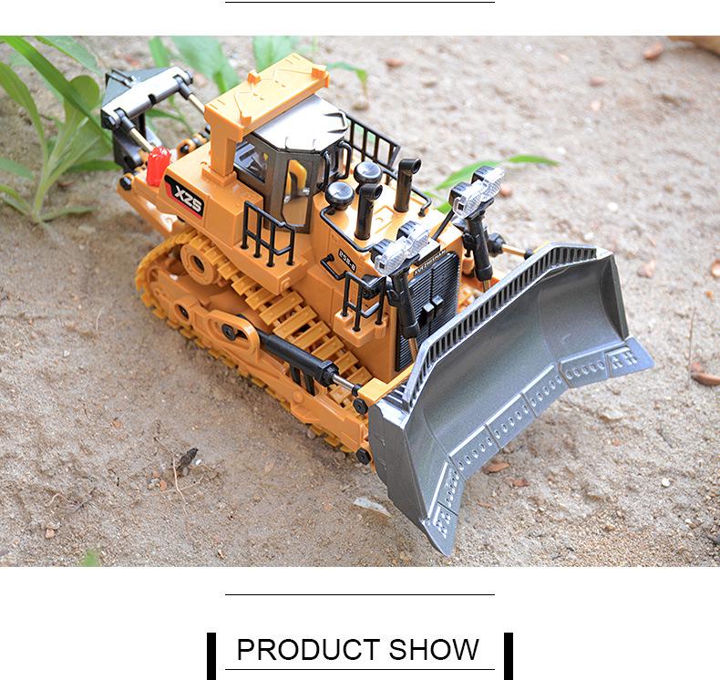 2.4G Nine-Channel Remote-Control Tracked Bulldozer 1:24 Alloy Engineering Toy Model
