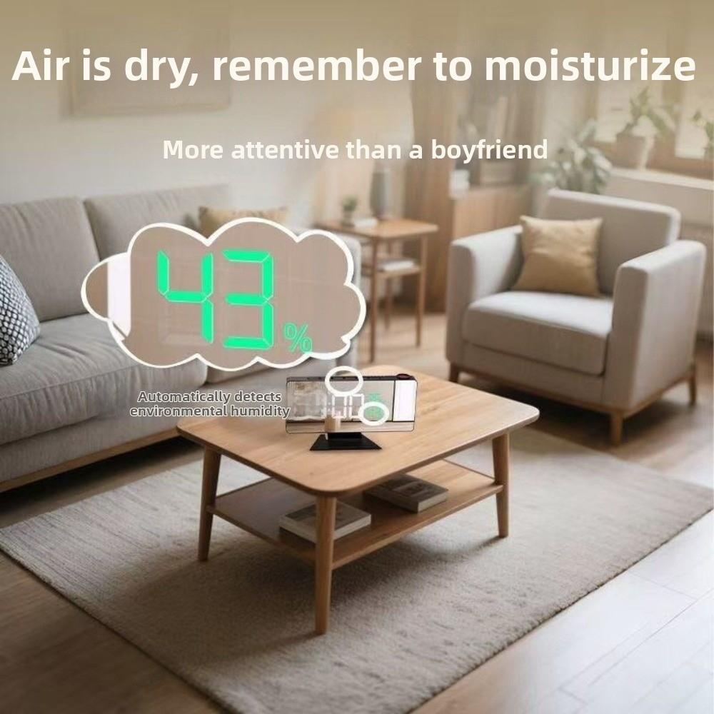 Temperature Humidity Display Mirror Projection Clock Rotatable Electronic Alarm Clock Home Office