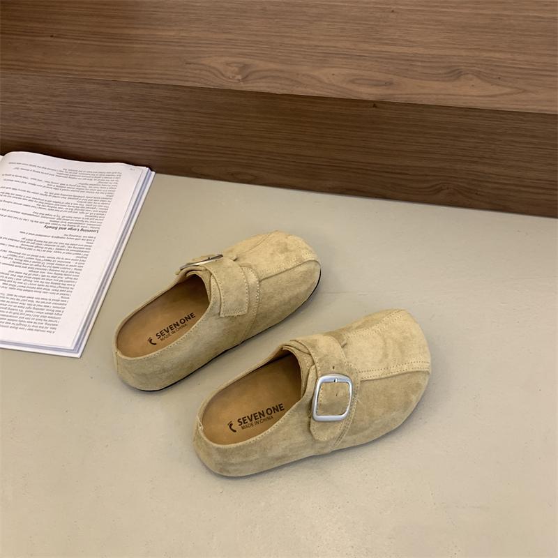 Fashion Women's Suede Wooden Slippers and Cork Insoles Indoor Outdoor Beachfront Villa Shoes Comfortable Men and Women Fashion Slippers