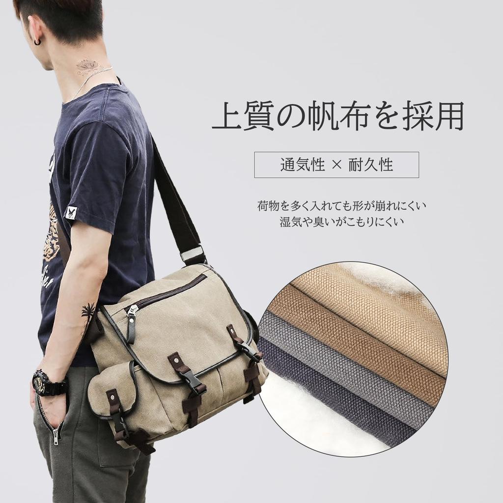 Maytopia Large Capacity Canvas Messenger A4 Crossbody DJ2031 Men's Bag, Size, Bag, Casual, Durable, Lightweight, (Black)