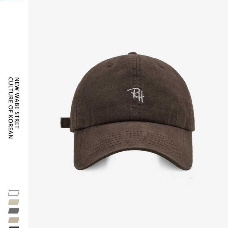 Hat men's and women's street tide brand letter embroidery baseball cap summer couple simple and versatile cap showing small face