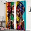 2pcs   Popular Curtains 2D Plane Printing African Woman Print Versatile Durable Polyester (without Rod) Stuff Clearance Perfect