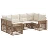 Garden Sofa Set 6 Pcs. 6 Seater Beige and Cream White