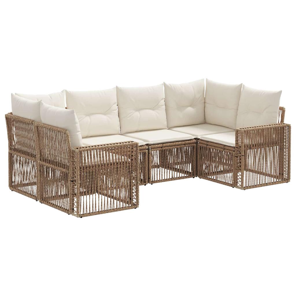 Garden Sofa Set 6 pcs. 6 Seater Beige and Cream White