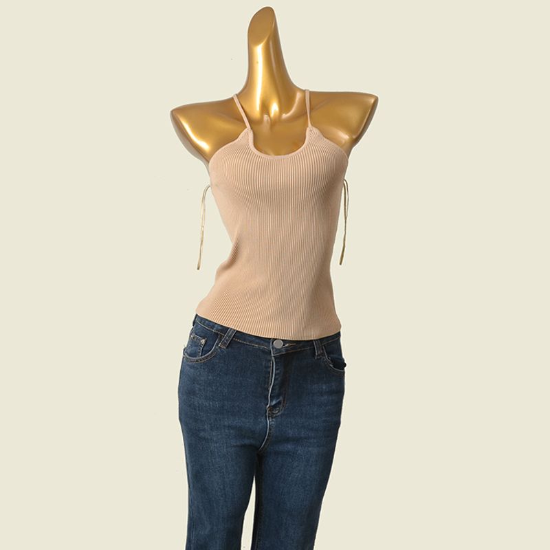 American Brand Sexy Halterneck U-Collar Thread Fitted Camisole Sexy Beauty Back Knitting Export Vest Tops