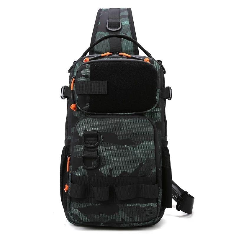 New Lure Box Gear Storage Bag Fishing Tackle Backpack Fanny Pack for Men Fly Fishing Backpack with Rod Holder Sling Shoulder Bag