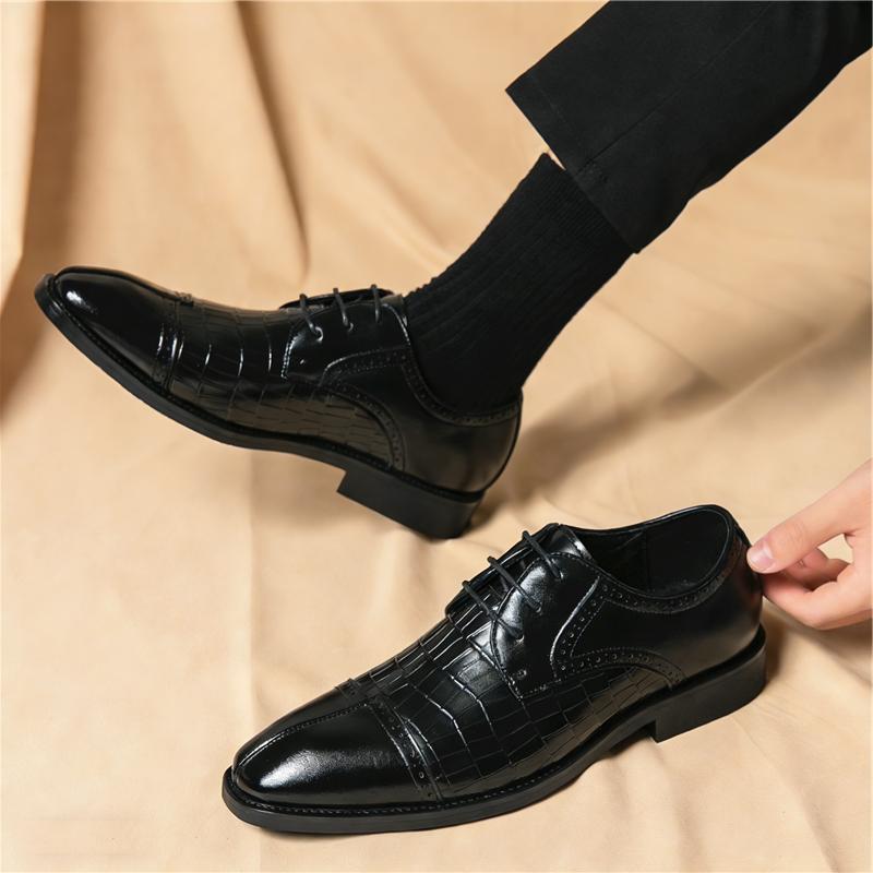 New Men's Fashion Crocodile Pattern Patchwork Lace Up Oxford Leather Shoes Wedding Prom Homecoming Footwear Zapatos Hombre