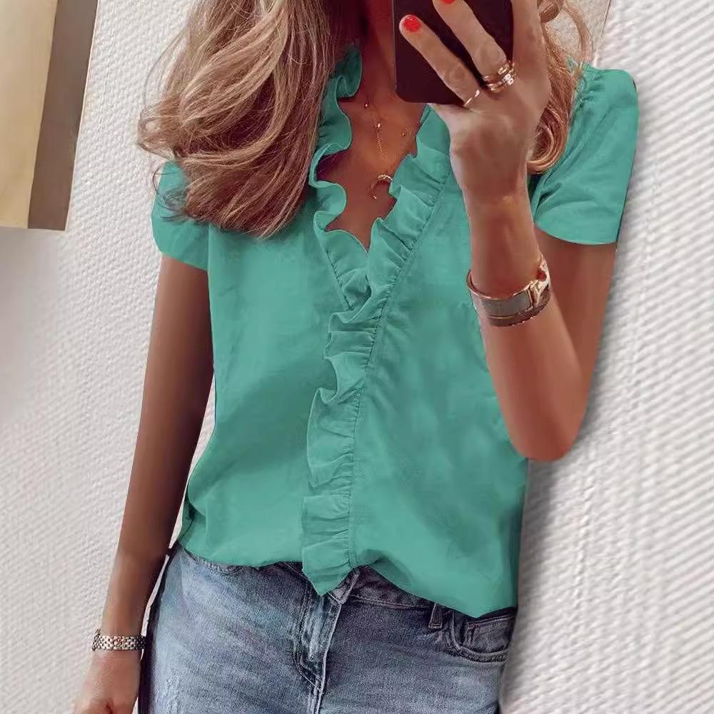Travel New Women'S Retro Printed Shirt Casual Spring And Summer Breathable Cool Sexy Daily Date Short Sleeved T-Shirt Top