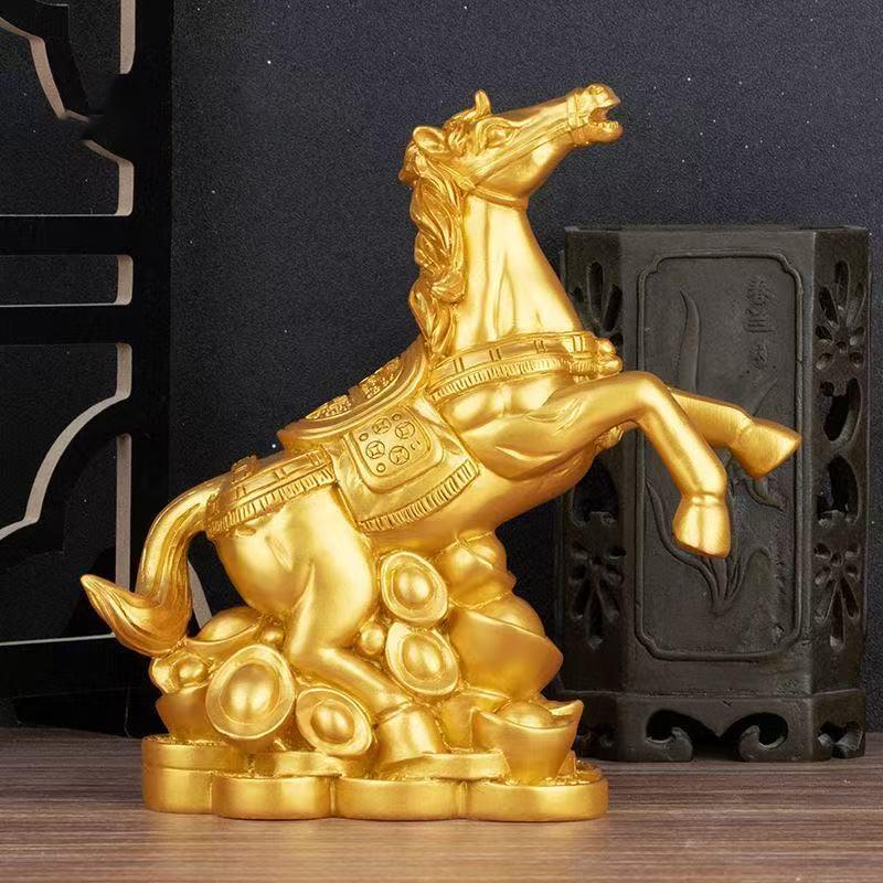 Смола Фортуна Лошадь Животные скульптуры и фигурки Ручная работа Скульптура Дом Гостиная Офис Богатство Удача Фэн-шуй Декор S
