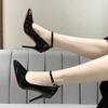 Fashion Aphixta Blcak Shoes Woman 10cm High Heel Pumps Buckle Thin Heels Women Shoes Wedding Party Sexy E Shoes Shoes Big Szie 45