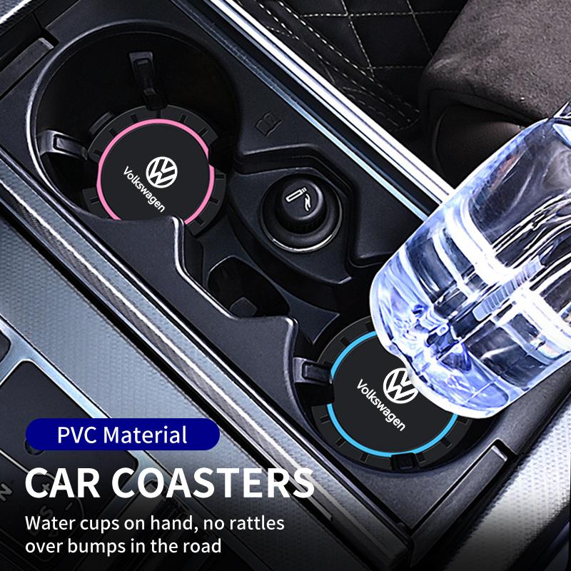 2pcs Car Silicone Non-slip Water Coaster Cup Holder Bottle Mats For Volkswagen VW Golf 4 6 7 GTI Tiguan Passat B5 B6 B7 CC Jetta
