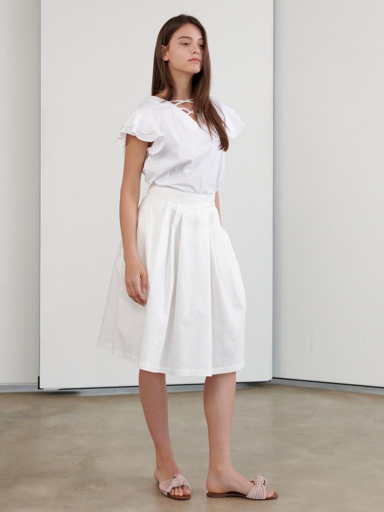 Koes Pleated Full Skirt_White