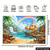 2D Planar Treasure Island-themed Background Fabric Featuring a Pirate Ship Outdoors and Studio Elements