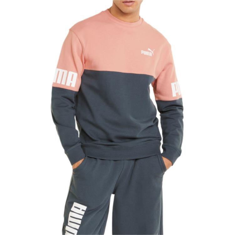 PUMA Sweatshirts Men's Gray Blue Rose Pink Crew Neck Moderate Regular 670935-42