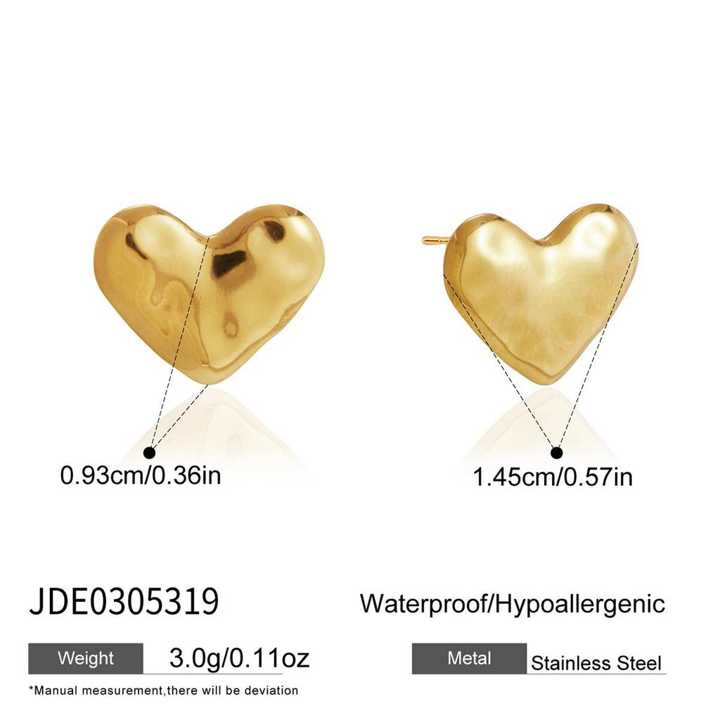 Stainless Steel Heart Necklace Luxury Niche Accessory Women Layered Necklace Earrings Vacuum Gold Plating Waterproof Jewelry