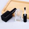 1Pcs 15Ml Black Lid Square Small Shaped Empty Glass Nail Polish Clear Bottles With Balck Cap And Soft Brush For Travel And Home