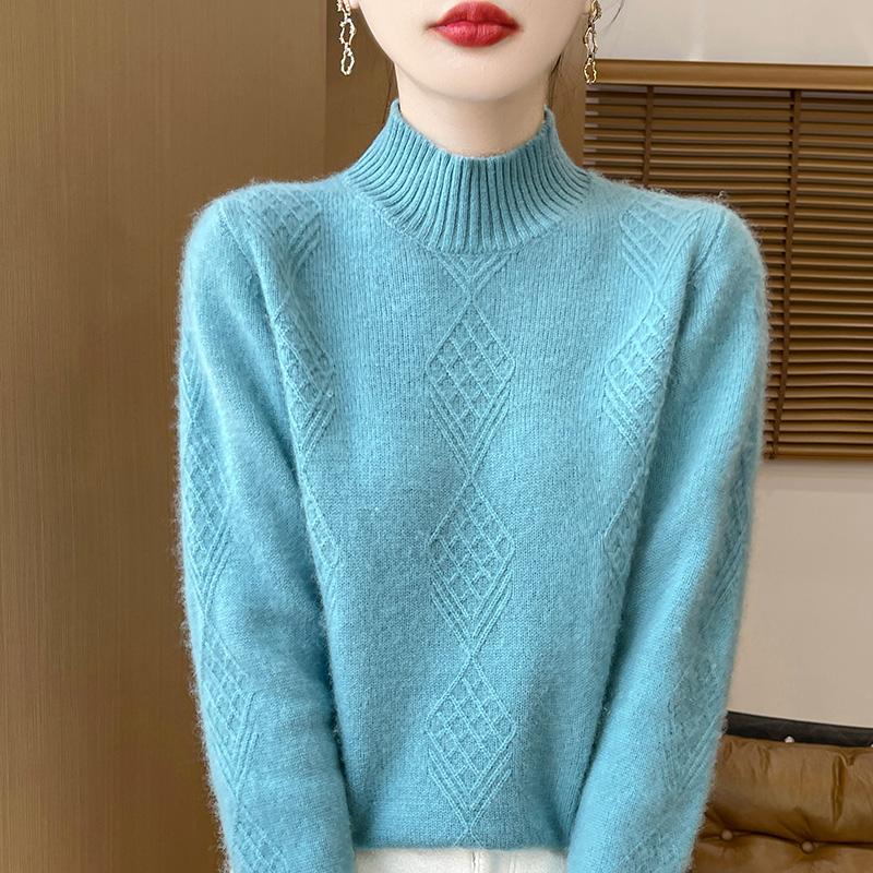 Suéter de cachemira para mujer Qinghe cachemira 30% cachemira 70% lana jersey de otoño e invierno cálido y a la moda
