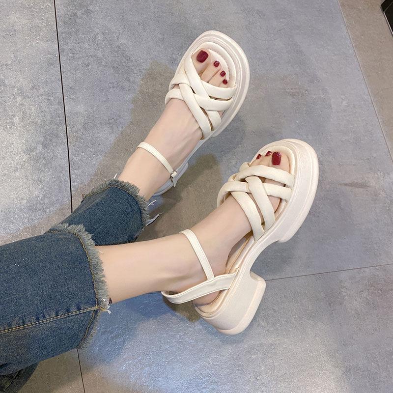 Fashion Summer New Sandals Women's Fashion Platform Cross-toe Sandals Comfortable Muffin Casual Women's Shoes Luxury Sandals Heels Women