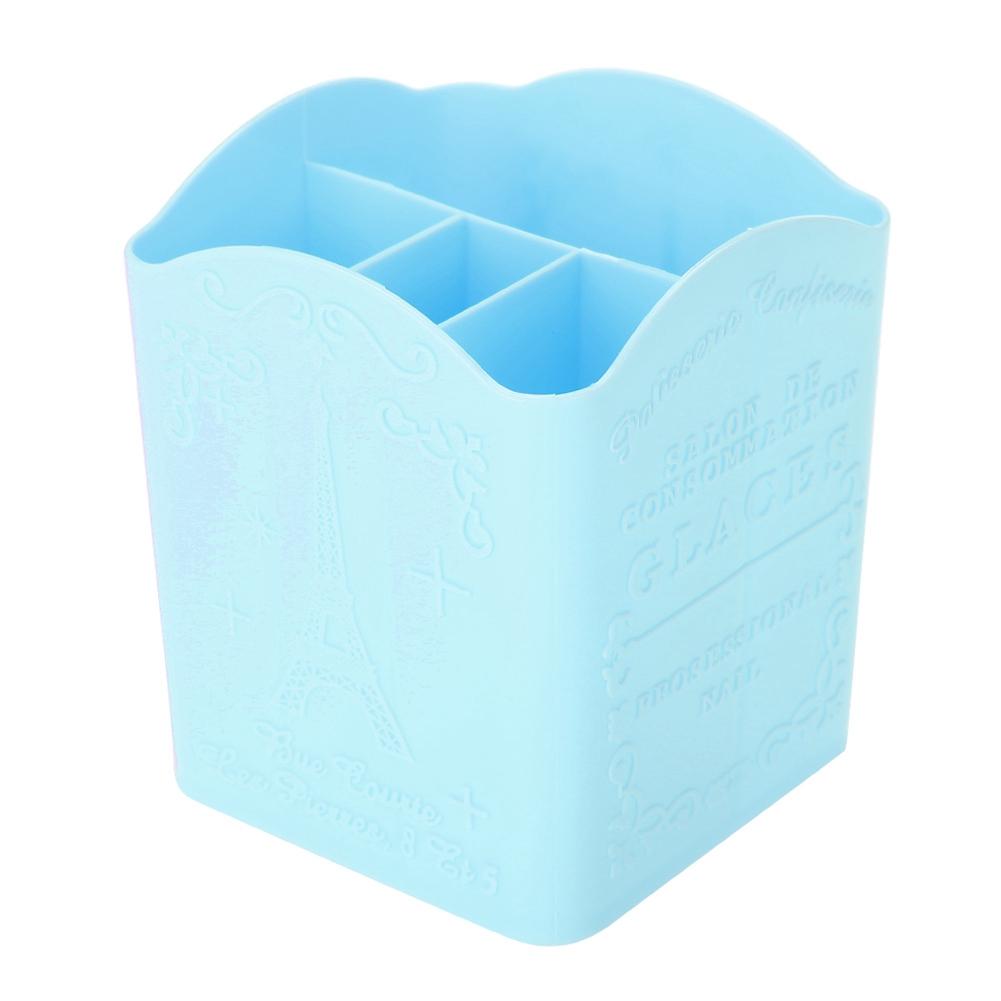 Storage Box Stationery Cosmetic & Manicure Tools Container with Tower Pattern Pink