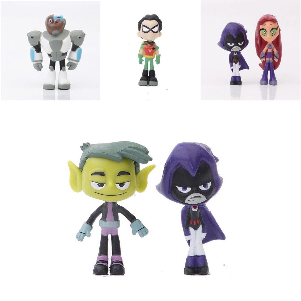 Adorable Teen Titans Go Figure Set Featuring Robin Raven Beast Boy And Starfire