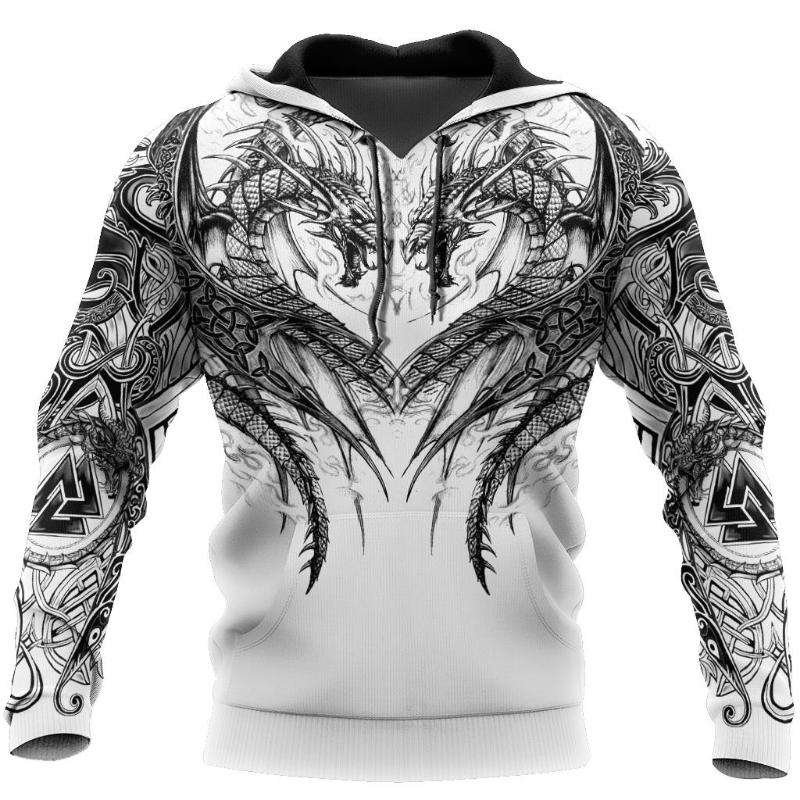 Spring and Autumn Men's Wolf Animal Pattern 3D Printing Hoodie Harajuku Fashion Hooded Sweatshirt Unisex Casual Pullover 01