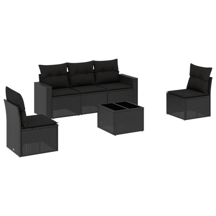 VidaXL Garden Lounge Set 6 Pcs with Cushions Black Wicker 3251132
