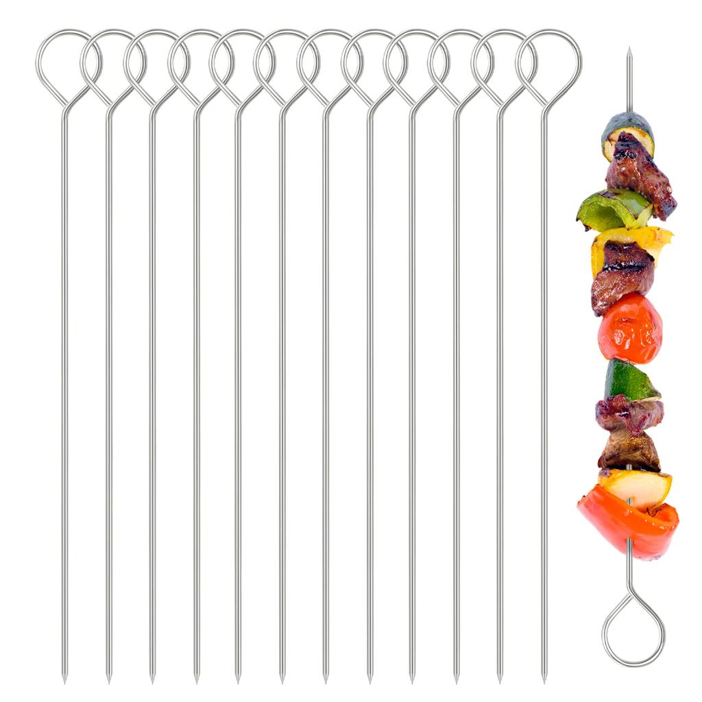 12 Pcs BBQ Barbeque Skewers Needle Clip Utensil Fork Iron Outdoor Traveling Tools hight temperature resistance BBQ Accessories