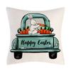Happy Easter Cushion Cover Bunny Eggs Printed Pillow Cover Easter Rabbit Printed Pillowcase Home Decorative Throw Pillow Case