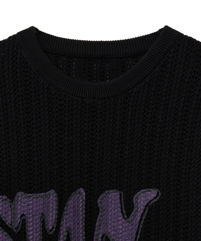 STANDARDERROR 87-Stan190 Country Oversized Color Block Lettering Knit Black